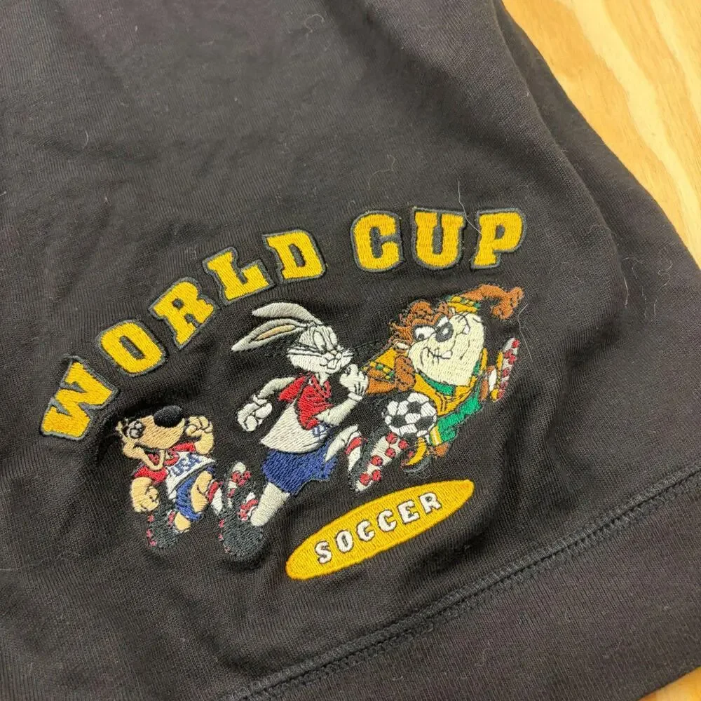 Vintage 1994 World Cup USA Looney Tunes Soccer Shorts – Black – Size S